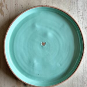 Piattone “cuore” verde acqua
